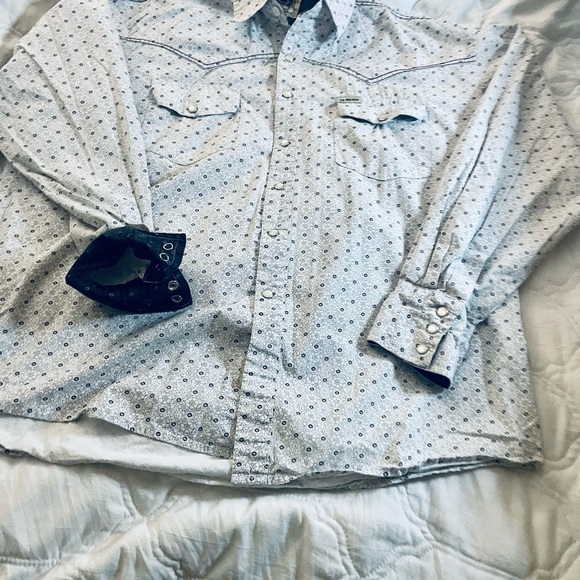 U.S. Western Shirt White with Black Pattern Pearl Snap Buttons Size XL - Picture 6 of 9